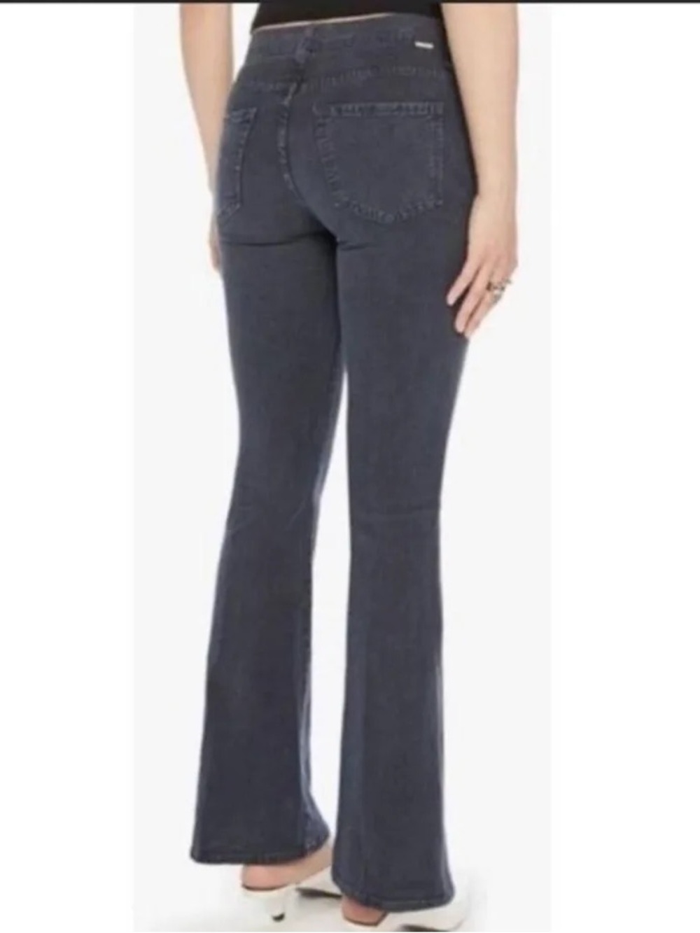 Mother The Weekender Jean Chalk It Up Faded Black Wash Flare Women’s Size 24